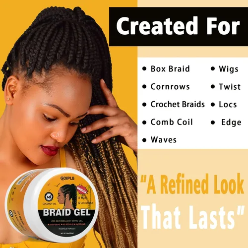 Vista 5 de Gel alisador de gran capacidad de 16 onzas con fijación fuerte para twist, locs, trenzas, bordes, cornrows - Sin residuos, controla el frizz, alto