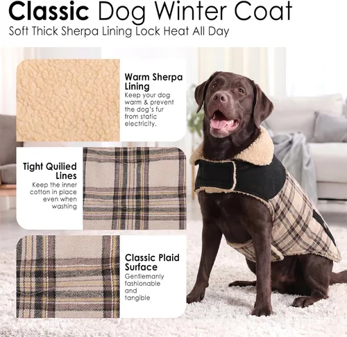 Vista 6 de Abrigo de invierno para perros pequeños, chaqueta sólida para cachorros, abrigo cálido para mascotas para clima frío, prendas acolchadas resistentes