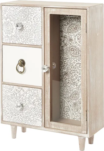 Vista 2 de Deco 79 Joyero floral de madera de 3 cajones 11 x 5 x 15 pulgadas marrón claro
