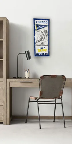 Vista 2 de KH Fan de los deportes 7"x 18" Toledo reproductor de cohetes clásico Wall Sign