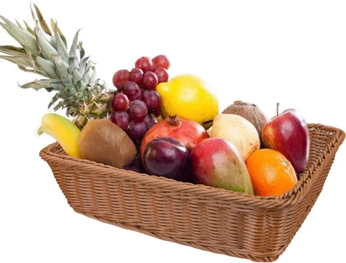 Vista 3 de Yarlung Paquete de 3 cestas de pan tejidas de ratán sintético, cestas de frutas de mimbre de plástico de 11.8 x 7.8 pulgadas para servir alimentos