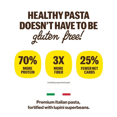 Vista 8 de Brami Fusilli, Curly Mac, Pasta de proteína italiana Radiatori Baja en carbohidratos Alta fibra Alto en proteínas Keto Sin OMG Hecho