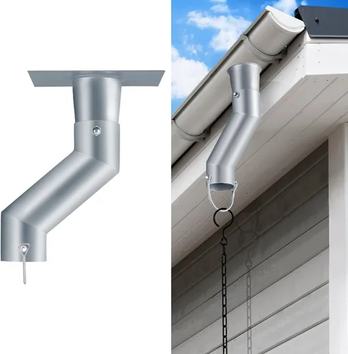 Vista 10 de Paquete de 2 adaptadores de canaleta de cadena de lluvia, traje de instalación negro para salida de canalón Bent Black-2 Pack