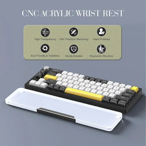 Vista 2 de Reposamuñecas Acrílico para Teclado Pro- TENKEYLESS Teclado 80%- Reposapalmas Ergonómico para Teclados Mecánicos para Teclado de Computadora, Base