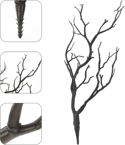 Vista 8 de VICASKY 4 ramas de árbol de cornamenta artificial de Halloween de 13.76 pulgadas, rama de asta de bruja artística, ramas decorativas de plantas