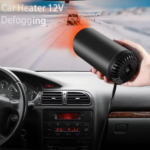 Vista 2 de Calentador de coche de 150 W, soplador de aire caliente para automóvil en forma de taza, ventilador portátil giratorio de 180° con soporte