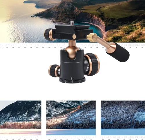 Vista 4 de Cabezal de trípode, cabezal de bola universal de inclinación flexible con placa de liberación rápida, tornillo de 1/4 para cámara DSLR, videocámara