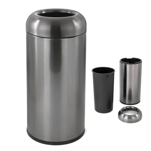 Vista 10 de WICHEMI - Cubo de basura comercial grande de 16 galones, cubo de basura para exteriores con tapa superior abierta para patio, cubo de basura