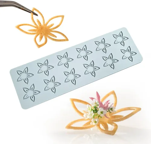 Vista 10 de TUKE Tuile Molds - Molde de silicona con hojas curvadas de silicona para dulces, tapete de encaje para decoración de tartas, azúcar, manualidades