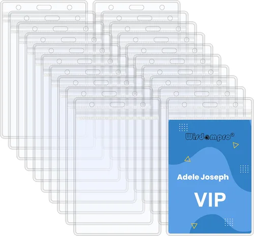 Vista 12 de Wisdompro 10 Fundas transparentes resistentes para identificación o tarjetas de trabajo, vinilo con cierre ziplock para tarjetas múltiples
