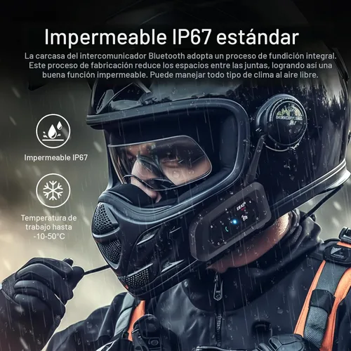 Vista 5 de EJEAS V6 Pro - Auriculares Bluetooth para motocicleta, sistema de comunicación de casco de intercomunicación para 2 conductores con respuesta