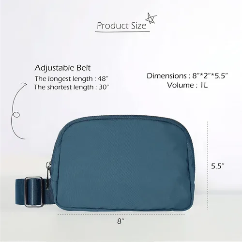 Vista 5 de ODODOS Mini bolsa cruzada unisex con correa ajustable, bolsa de hombro pequeña para entrenamiento, correr, viajar, senderismo, Azul Patchwork