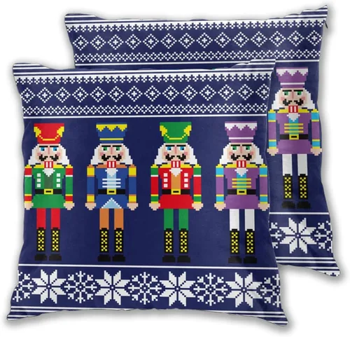 Vista 9 de Fiokroo Cascanueces - Juego de 2 fundas de almohada cuadradas para sofá, dormitorio, sala de estar, automóvil