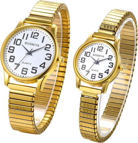 Vista 2 de Avaner Reloj de pulsera con correa elástica, reloj de pulsera para pareja, reloj de banda ultra delgado, reloj de pulsera de cuarzo analógico