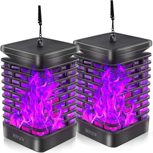 Vista 9 de Solar llama para colgar luces al aire última intervensión Linternas solares de luz IP55 impermeable con 75 LEDs bailando ojearlas efecto para jardín
