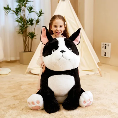 Vista 5 de IKASA Peluche de perro gigante de bulldog francés, juguetes suaves grandes de 25 pulgadas, juguetes suaves para cachorros grandes, tamaño enorme