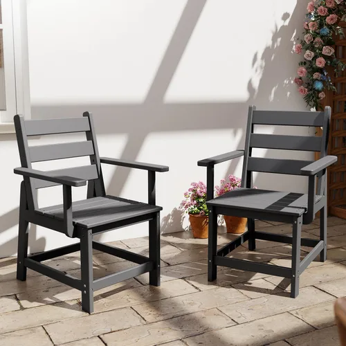 Vista 30 de GREENVINES Silla de comedor al aire libre HDPE, sillas sin brazos, negro