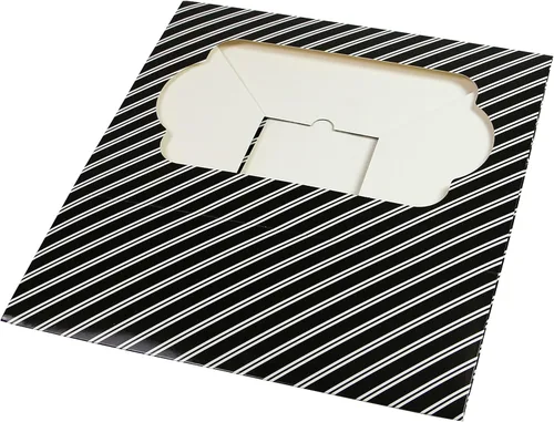 Vista 6 de Global Sugar Art - Caja de 14 x 10 x 5 pulgadas con ventana, color negro, 5 Rayas negras