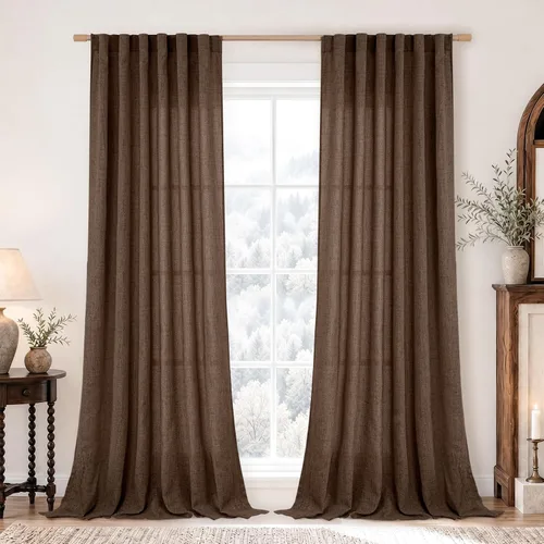 Vista 22 de BGment Cortinas cortas de lino marfil de 36 pulgadas de largo para ventanas de cocina, pequeñas cortinas texturizadas rústicas para café sobre