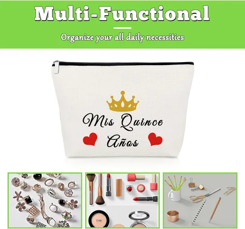 Vista 7 de Regalos de cumpleaños 15 para niñas, bolsa de maquillaje, regalos de cumpleaños para adolescentes de mamá, regalos de dulces 15 años, bolsa