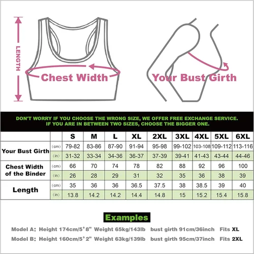 Vista 6 de JARAZIN Chest Binder for Transgender Women Tomboy FTM Breast Binder Bra Pullover Tank Top