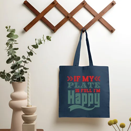 Vista 2 de Gift of Cheer Food and Drink Lovers Enjoy Life Navy Black Multicolor Canvas Tote Bag