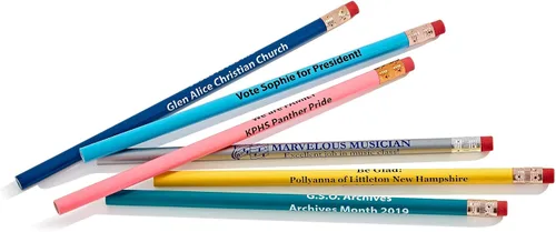 Vista 6 de Pencil Guy Lápices redondos blancos impresos personalizados promocionales.-500 por caja. ¡19 colores para elegir!