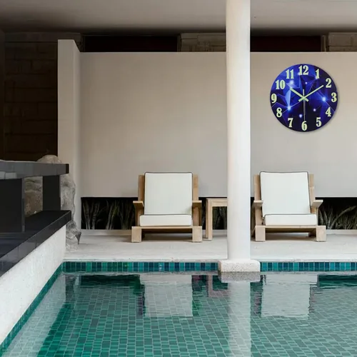 Vista 6 de jomparis Relojes al aire libre impermeable 12 pulgadas Galaxy Night Light Reloj de pared de vidrio para piscina patio baño 12''Sky