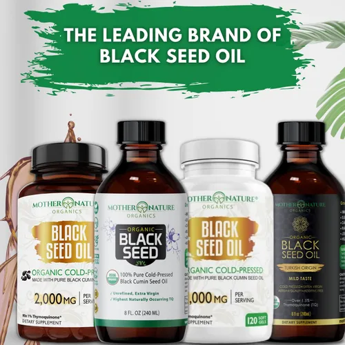 Vista 9 de Mother Nature Aceite orgánico de semillas negras USDA – prensado en frío, sin refinar y vegano, Nigella sativa alta en timoquinona (2%+), Omega 3 6