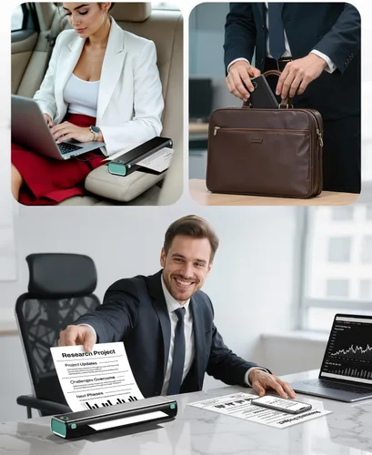 Vista 7 de Phomemo Impresoras portátiles inalámbricas para viajes, M08F impresora térmica Bluetooth compatible con papel tamaño carta de EE.UU. de 8.5"x11