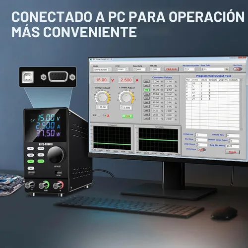 Vista 2 de NICE-POWER Fuente de alimentación de CC variable, 200V 1A de alto voltaje programable ajustable regulado banco de laboratorio fuente de alimentación