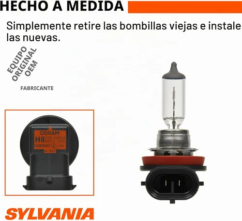 Vista 4 de SYLVANIA - H8 Basic - Bombilla halógena para faros, niebla, luces de circulación diurna y aplicaciones en curvas (contiene 1 bombilla)