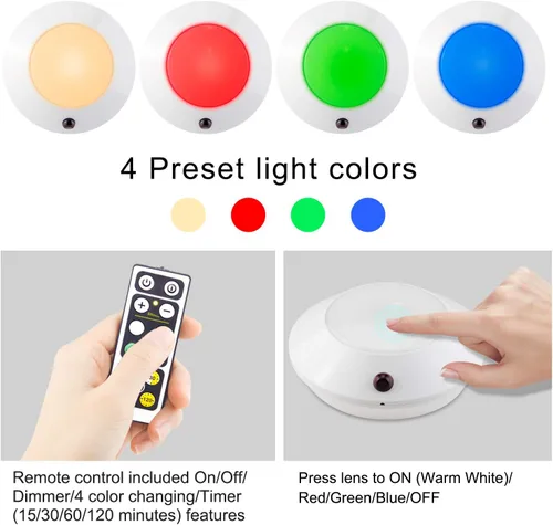 Vista 2 de BIGLIGHT Luz de techo que cambia de color, funciona con pilas, luz de ducha regulable con temporizador, luz de disco inalámbrica para interiores