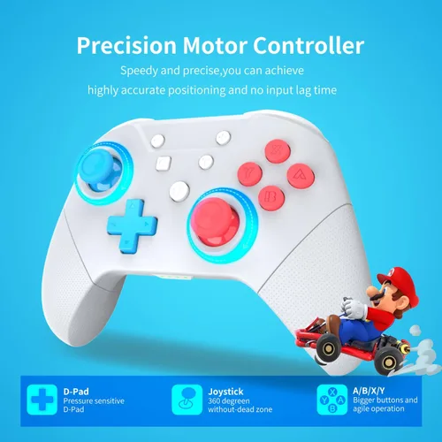 Vista 6 de GCHT GAMING Controlador de interruptor, controlador Switch Pro para interruptor inalámbrico SwitchLiteOLED con Wake Up AmiiboNFC, turbo, movimiento