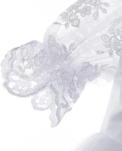 Vista 4 de Bautizo delicado vestido bordado con capó para niñas de 0 a 15 meses