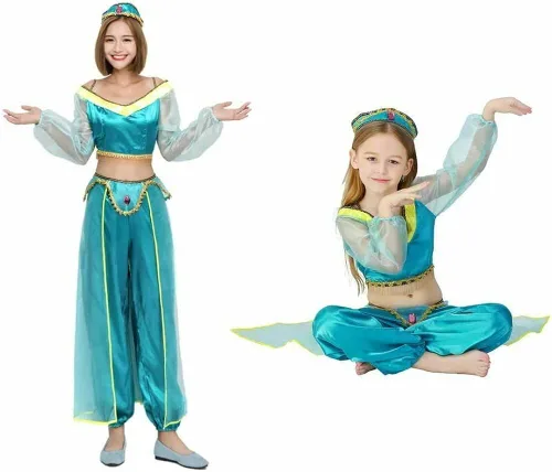 Vista 3 de Women Girl Arabian Princess Jasmine Sassy Prestige Costume Cosplay Halloween Adult Crown