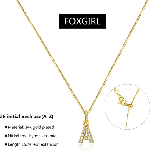 Vista 6 de Foxigrl Dainty Gold Initial Necklaces for Women, Trendy Gold Letter Necklace Tiny A-Z Pendant Choker Necklace Cute Simple Personalized Monogram Name