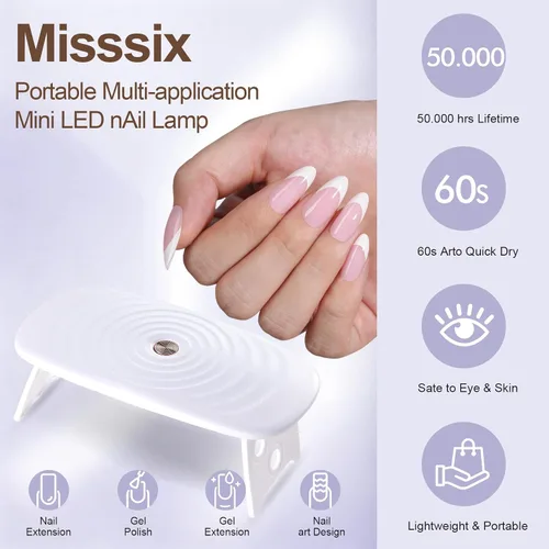 Vista 5 de Misssix Kit de uñas postizas a presión con punta francesa, 150 uñas C-Pink KIT FT-02