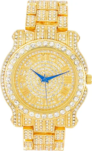 Vista 12 de Charles Raymond Bling-ed Out Ultimate Hip Hop Royalty Reloj para hombre con número romano de fácil lectura o indicadores de tiempo de diamantes
