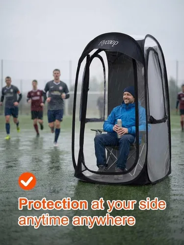Vista 5 de Sports Tent Pop Up Shelter: Flycoop 37" L x 37" W x 63" H Weather Sports Pod for 1 Person Shelter in Winter Portable Camping Tents Outdoor Cold