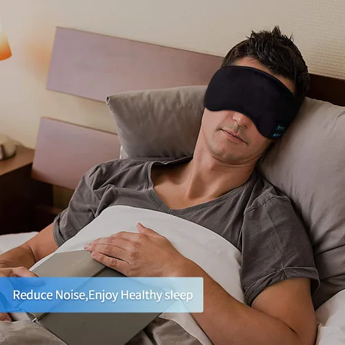 Vista 4 de Voerou Sleep Headphones 5.2 - Máscara de dormir Bluetooth con música y altavoces ultrafinos, perfectos para dormir, viajar en avión, meditación
