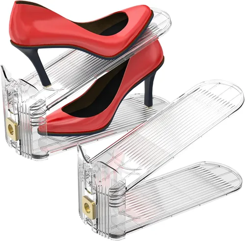 Vista 3 de Organizador de ranuras para zapatos, apiladores de zapatos ajustables, paquete de 10 ahorradores de espacio para zapatos, ranura para zapatos