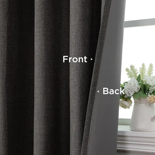 Vista 8 de CUCRAF Juego de 2 paneles de cortinas 100% opacas de 54 pulgadas de largo, cortinas texturizadas de lino para oscurecer la habitación, con ojales