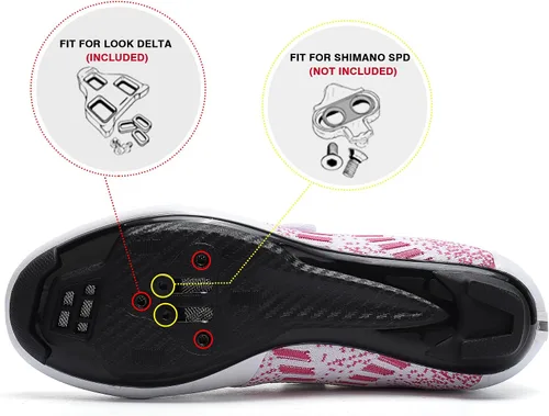 Vista 4 de Zapatos unisex de ciclismo de carretera compatibles con Peloton Shimano SPD zapatos de equitación para hombres y mujeres 3 correas tacos Delta