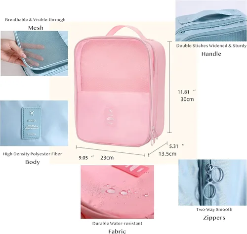 Vista 4 de Accesorios de viaje, bolsas de zapatos para almacenamiento, bolsas de viaje, esenciales de viaje, cubos de embalaje de equipaje con asa, organizador