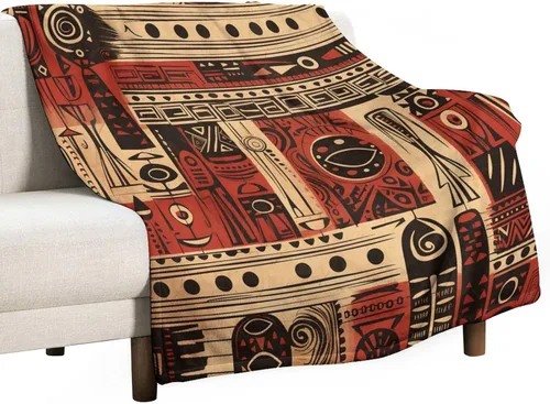 Vista 22 de Mantas de franela con patrón artístico rojo, beige, marrón oscuro, manta de franela de pintura al óleo abstracta de 30 x 40 pulgadas para sofá, cama