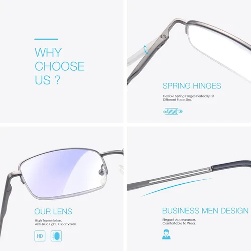 Vista 4 de SKYOAK Unbreakable TR90 Bold Progressive Multifocus - Gafas de lectura para Metal: progresivo (2 plomo) y la parte superior no es 0 (rango de 3 pies)