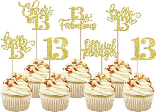 Vista 79 de 30 piezas de adornos para cupcakes de 12 cumpleaños feliz, brillantes doce, hola 12, felicitaciones a 12 años, adornos para cupcakes, 12
