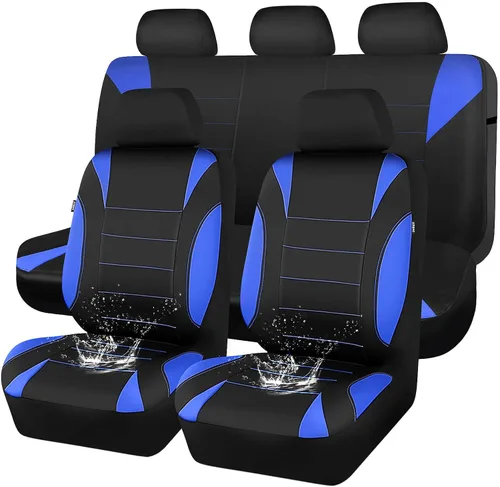 Vista 24 de Car Pass - Fundas impermeables de neopreno para asientos, juego completo negro de ajuste universal, fundas protectoras para interior de auto SUV