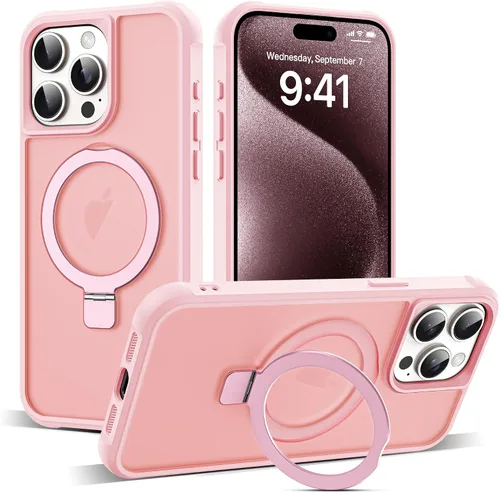 Vista 121 de SKYLMW - Funda compatible con iPhone 11 de 6.1 pulgadas, con soporte magnético invisible tipo anillo, funda translúcida de grado militar, compatible
